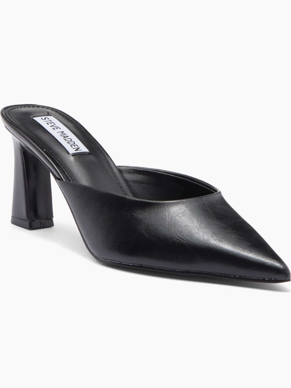Steve Madden Black Pointed Leather Slip-On Mule